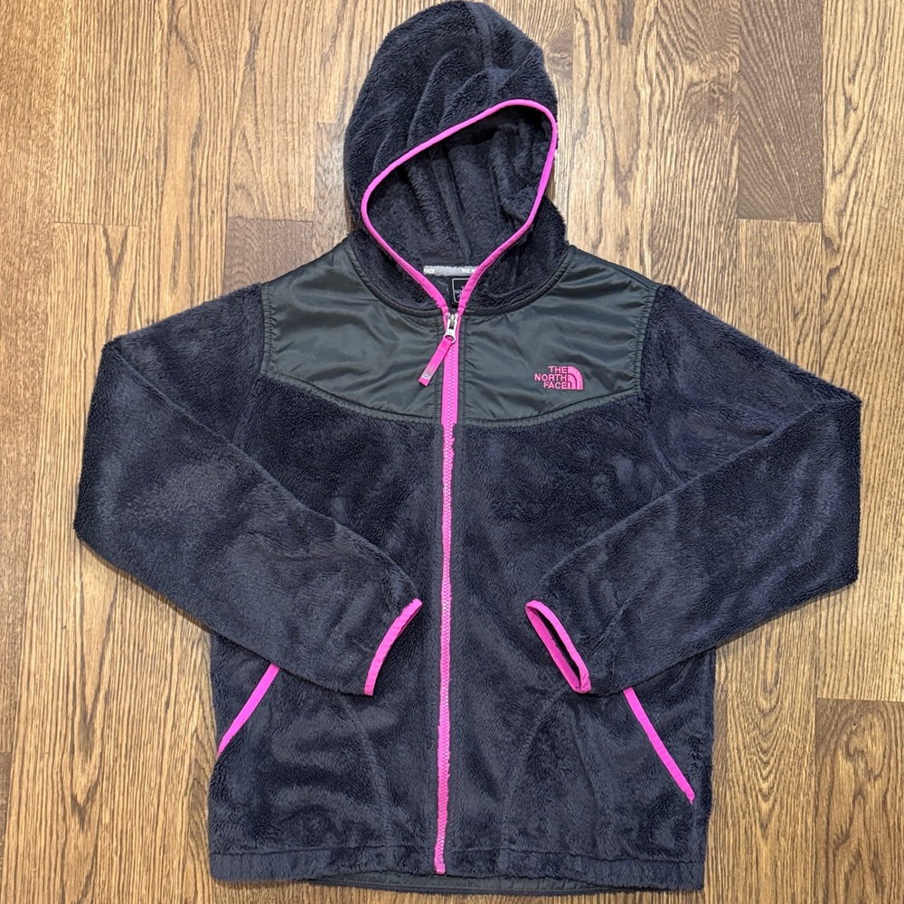 The North Face Gray Hooded Jacket with Pink Trim, youth XL (18)